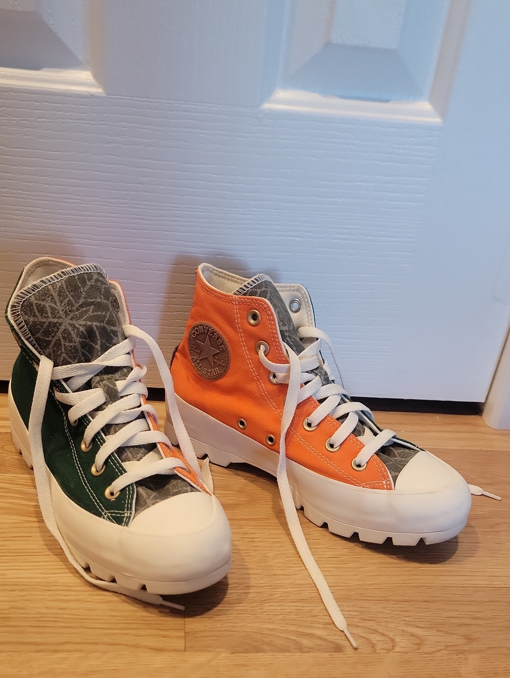 Converse You High-Top Canvas Sneakers Shoes Orange & Green Custom 8 Womens